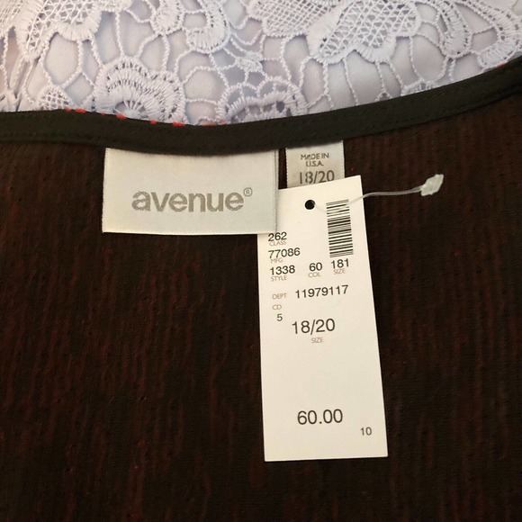 NWT Avenue Dress Womens Sz 18 20 Red Black Print Long Sleeve Sheath Midi Stretch - Picture 4 of 9